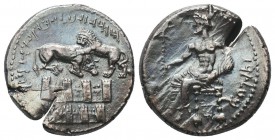 Cilicia, Tarsos AR Stater. Mazaios, satrap of Cilicia and Cappadocia, circa 361/0-334 BC. Baaltars seated left on throne, holding eagle-tipped sceptre...