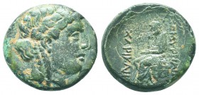 IONIA, Smyrna. Circa 190-170 BC. Æ. Charikles, magistrate. 

Condition: Very Fine

Weight: 9.10 gr
Diameter: 21 mm