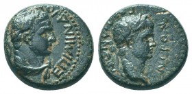 Nero - Sardes - Herakles Bronze. 54-68 AD. Magistrate Mindios. Obv: NERWN legend with laureate head right, monogram of SARDIANWN behind head. Rev: EPI...