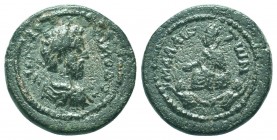 CILICIA, Mallus. Commodus. AD 177-192. Æ Laureate, draped, and cuirassed bust right / Tyche seated left; two river-gods below, swimming in opposite di...