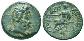 Augusta (AD 98-117) AE 21
Time of Trajan, 98-117 AD. AE. Dated CY 87 (106/7 AD). Laureate head of Zeus right / Demeter seated left, holding grain ears...