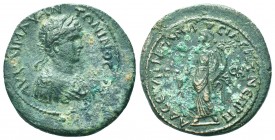 Caracalla Æ of Amasia, Pontus. AD 209. AV KAI M AVR ANTWNINOC, laureate, draped & cuirassed bust right / AΔP CEV ANT AMACIAC MHT NEΠP, Tyche standing ...