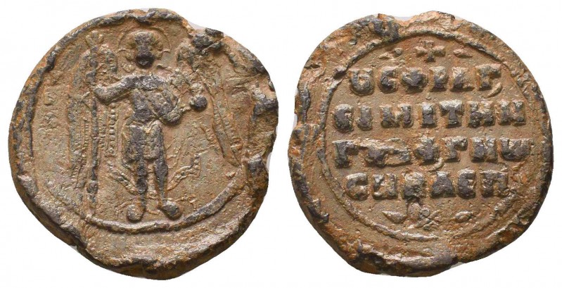 An anonymous byzantine lead seal (11th cent.)
Obverse: Archangel Michael standin...