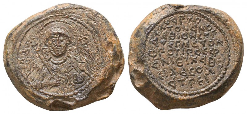 A large nice late Byzantine lead seal of the officer Basileios(ca 13th/14th cent...