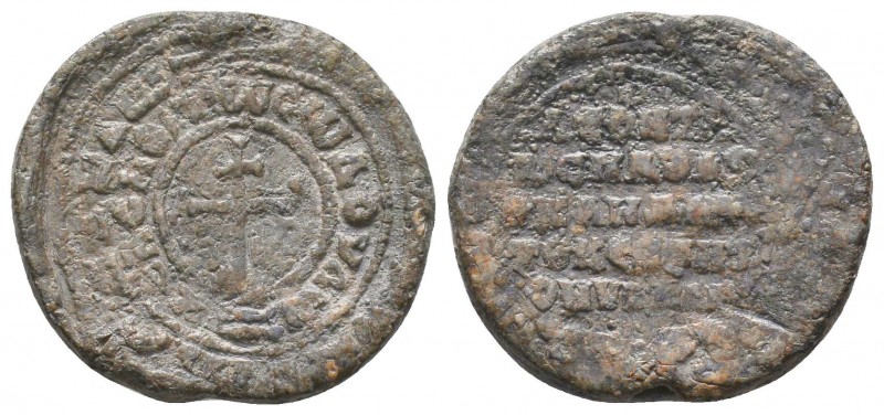 Byzantine lead seal of Leontios imperial spatharios
(ca 10th cent.) An overstruc...