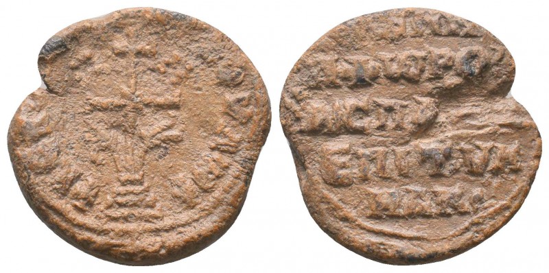 Byzantine lead seal of Nicephoros imperial spatharios in charge of Oikiakon 
(ca...