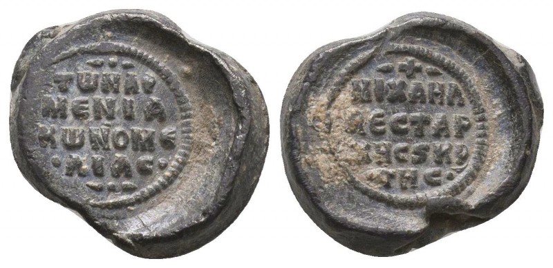 Byzantine lead seal of Michael Melias, 
vestarches and krites of the theme of Ar...