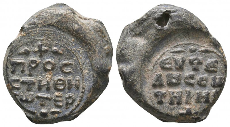 Byzantine lead seal of Seteines
(ca 12th/13th cent.)
Obv.: Inscription in 3 line...