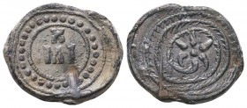 Byzantine lead seal of Michael officer
(ca 11th/12th cent.)


Condition: Very Fine

Weight: 10.40 gr
Diameter: 26 mm