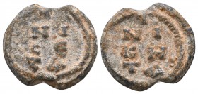 Byzantine early bilingual lead seal 
of Nicetas
(6th cent.)
Obv.: Niceta/
Rev.: ΝΙΚΗΤΑ


Condition: Very Fine

Weight: 8.10 gr
Diameter: 23 mm