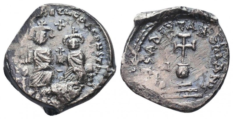 Heraclius, with Heraclius Constantine, AR Hexagram. Constantinople, AD 632-635.
...