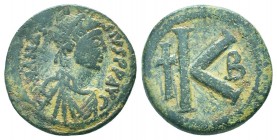 Anastasius I. 491-518. AD. AE Half follis.

Condition: Very Fine

Weight: 9.50 gr
Diameter: 26 mm
