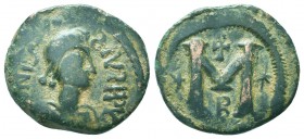 Justinian I. 527-565.AD. AE Follis

Condition: Very Fine

Weight: 14.20 gr
Diameter: 29 mm