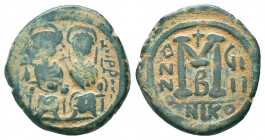 Justin II , with Sophia (565-578 AD). AE Follis

Condition: Very Fine

Weight: 12.90 gr
Diameter: 27 mm