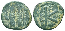 Justin II , with Sophia (565-578 AD). AE Half Follis

Condition: Very Fine

Weight: 4.70 gr
Diameter: 23 mm