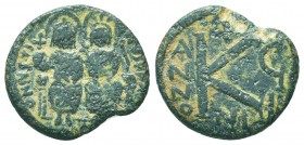 Justin II , with Sophia (565-578 AD). AE Half Follis

Condition: Very Fine

Weight: 5.70 gr
Diameter: 21 mm