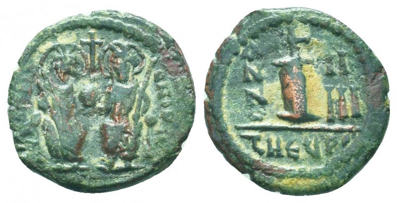 Justin II , with Sophia (565-578 AD). AE Half Follis

Condition: Very Fine

Weig...