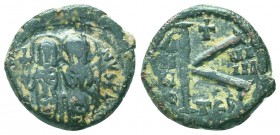 Justin II , with Sophia (565-578 AD). AE Half Follis

Condition: Very Fine

Weight: 5.30 gr
Diameter: 21 mm