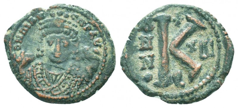 Maurice Tiberius. A.D. 582-602. AE Half Follis.

Condition: Very Fine

Weight: 5...