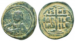 BYZANTINE. Anonymous Type. 1028-1034. Æ Follis, Nimbate bust of Christ facing, holding book of Gospels,


Condition: Very Fine

Weight: 11.10 gr
Diame...