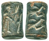 A very RAREAncient Sumerian Cylinder seal, around 3500 - 3600. C. BC 

Condition: Very Fine

Weight: 2.80 gr
Diameter: 17 mm
