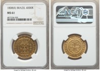 João Prince Regent gold 4000 Reis 1808-(R) MS61 NGC, Rio de Janeiro mint, KM235.2, LMB-547. Marked by an even sheen of golden luster which rolls gentl...