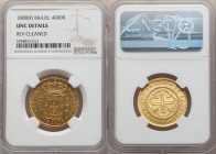 João Prince Regent gold 4000 Reis 1808-(R) UNC Details (Reverse Cleaned) NGC, Rio de Janeiro mint, KM235.2, LMB-568. Definitively Mint State, with no ...