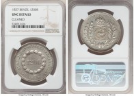 Pedro II 1200 Reis 1837 UNC Details (Cleaned) NGC, KM454. A conditionally scarce example of this scarce issue, exhibiting hairlines from a prior clean...
