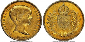 Pedro II gold 10000 Reis 1836 AU Details (Cleaned) NGC, Rio de Janeiro mint, KM451, LMB-618. Briefly circulated and subsequently cleaned, hints of ori...