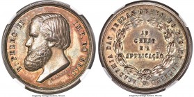 Pedro II silver "Academy of Fine Arts" Medal ND MS63 NGC, Meili-166. 34mm. By C. Lüster F. Awarded by the Academia das Bellas Artes"Ao Genio e a Appli...