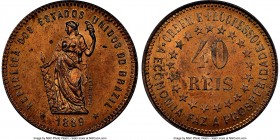 Republic copper Pattern 40 Reis 1889 MS64 Red and Brown NGC, Rio de Janeiro mint, KM-Pn171, Bentes-E83.04. Pattern type with value in center. Lustrous...