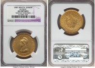 Republic gold 20000 Reis 1889 AU Details (Surface Hairlines) NGC, Rio de Janeiro mint, KM497, LMB-711. A deeply struck and more attainable example of ...