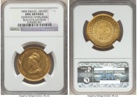 Republic gold 20000 Reis 1896 UNC Details (Surface Hairlines) NGC, Rio de Janeiro mint, KM497, LMB-716. Fully detailed with much of the luster remaini...
