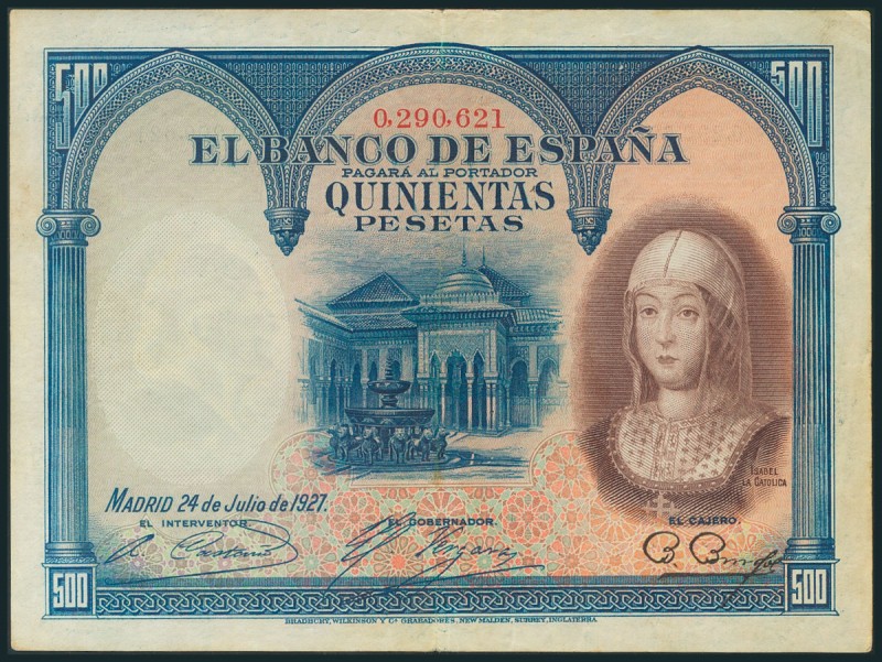 500 Pesetas. 24 de Julio de 1926. Sin serie y numeración hasta 1.602.000. (Edifi...