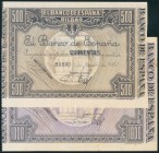 500 Pesetas y 1000 Pesetas NO EMITIDOS. 1 de Enero de 1937. Sin numeración y sin matrices. (Edifil 2017: NE26b, NE27b). Apresto original, el billete d...