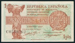 1 Peseta. 1937. Serie C, última serie. (Edifil 2017: 392a). EBC-.