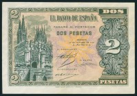 2 Pesetas. 12 de Octubre de 1937. Serie A. (Edifil 2017: 426). Conserva gran parte de su apresto original. EBC.