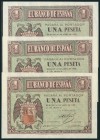 1 Pesetas. 30 de Abril de 1938. Trío correlativo. Serie C. (Edifil 2017: 428a). SC.