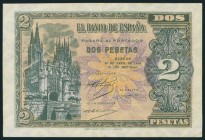 2 Pesetas. 30 de Abril de 1938. Serie B. (Edifil 2017: 429a). MBC.
