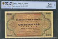 500 Pesetas. 20 de Mayo de 1938. Serie A. (Edifil 2017: 433). Encapsulado PCGS 64OPQ. SC.