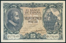 25 Pesetas. 9 de Enero de 1940. Serie E. (Edifil 2017: 436a). Apresto original. EBC+.