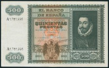 500 Pesetas. 9 de Enero de 1940. Serie A. (Edifil 2017: 439). MBC+.