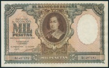 1000 Pesetas. 9 de Enero de 1940. Serie A. (Edifil 2017: 440). Dos puntitos de grapa. EBC-.