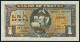1 Peseta. 4 de Septiembre de 1940. Sin serie. (Edifil 2017: 442). SC.