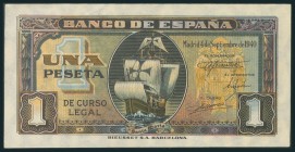 1 Peseta. 4 de Septiembre de 1940. Serie E. (Edifil 2017: 442). EBC+.