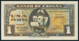 1 Peseta. 4 de Septiembre de 1940. Serie I, última serie emitida. (Edifil 2017: 442a). SC-.