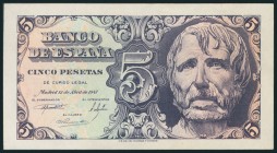 5 Pesetas. 12 de Abril de 1947. Serie A. (Edifil 2017: 454a). EBC+.