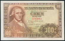 100 Pesetas. 2 de Mayo de 1948. Sin serie. (Edifil 2017: 456). Inusual. SC-.