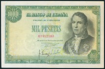 1000 Pesetas. 4 de Noviembre de 1949. Sin serie. (Edifil 2017: 458). Restaurado, muy bonita presencia. MBC+.