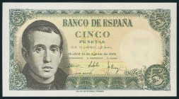 5 Pesetas. 16 de Agosto de 1951. Sin serie. (Edifil 2017: 459). SC.